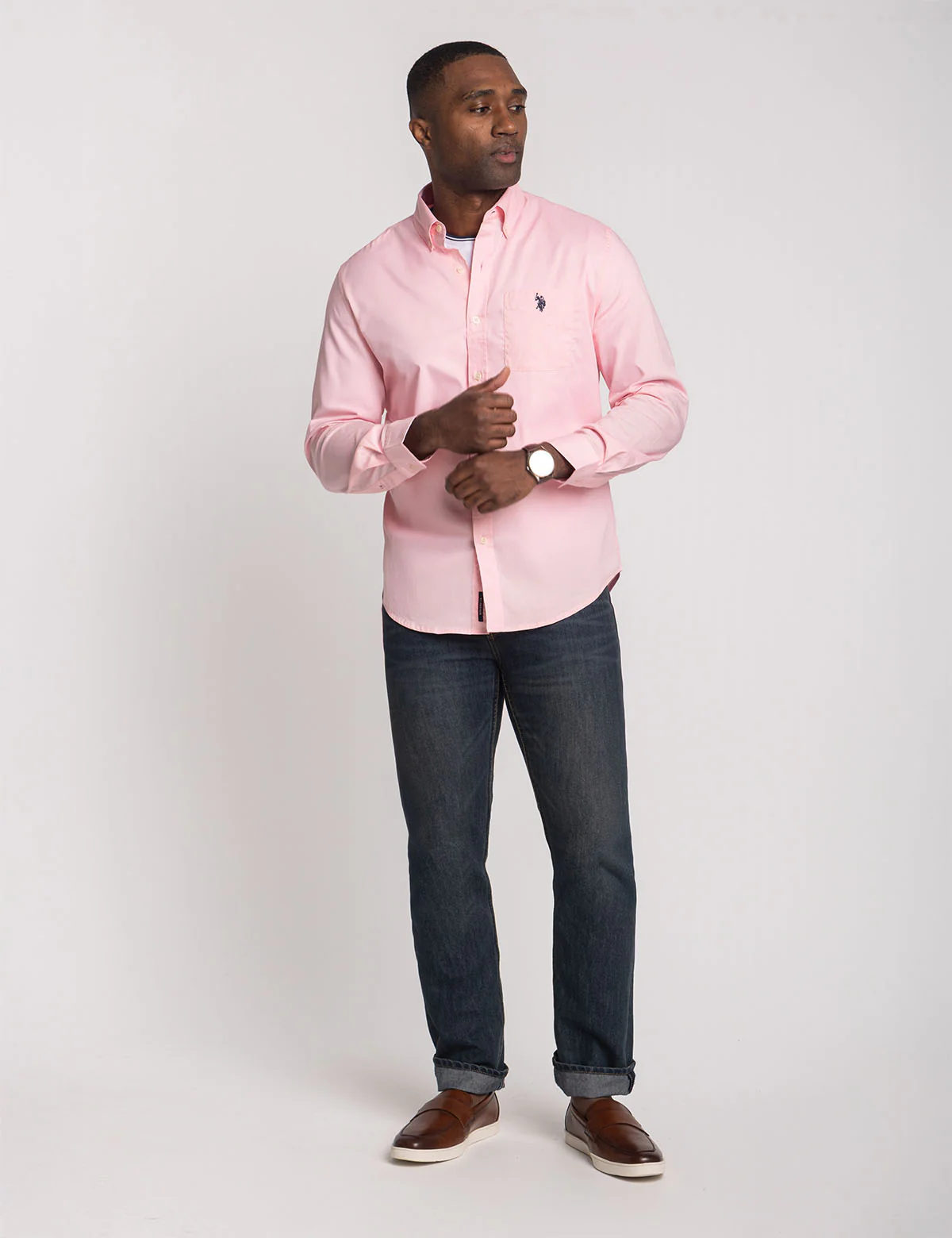SOLID STRETCH POPLIN LONG SLEEVE SHIRT - Image 3