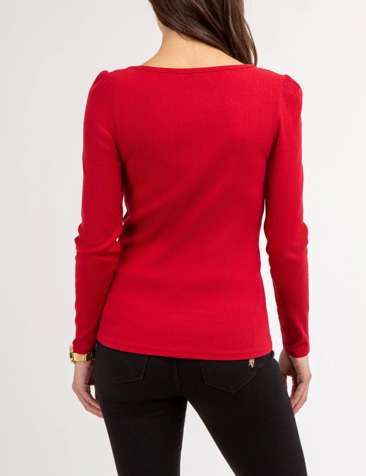 LONG SLEEVE SQUARE NECK RIBBED TOP - Image 10