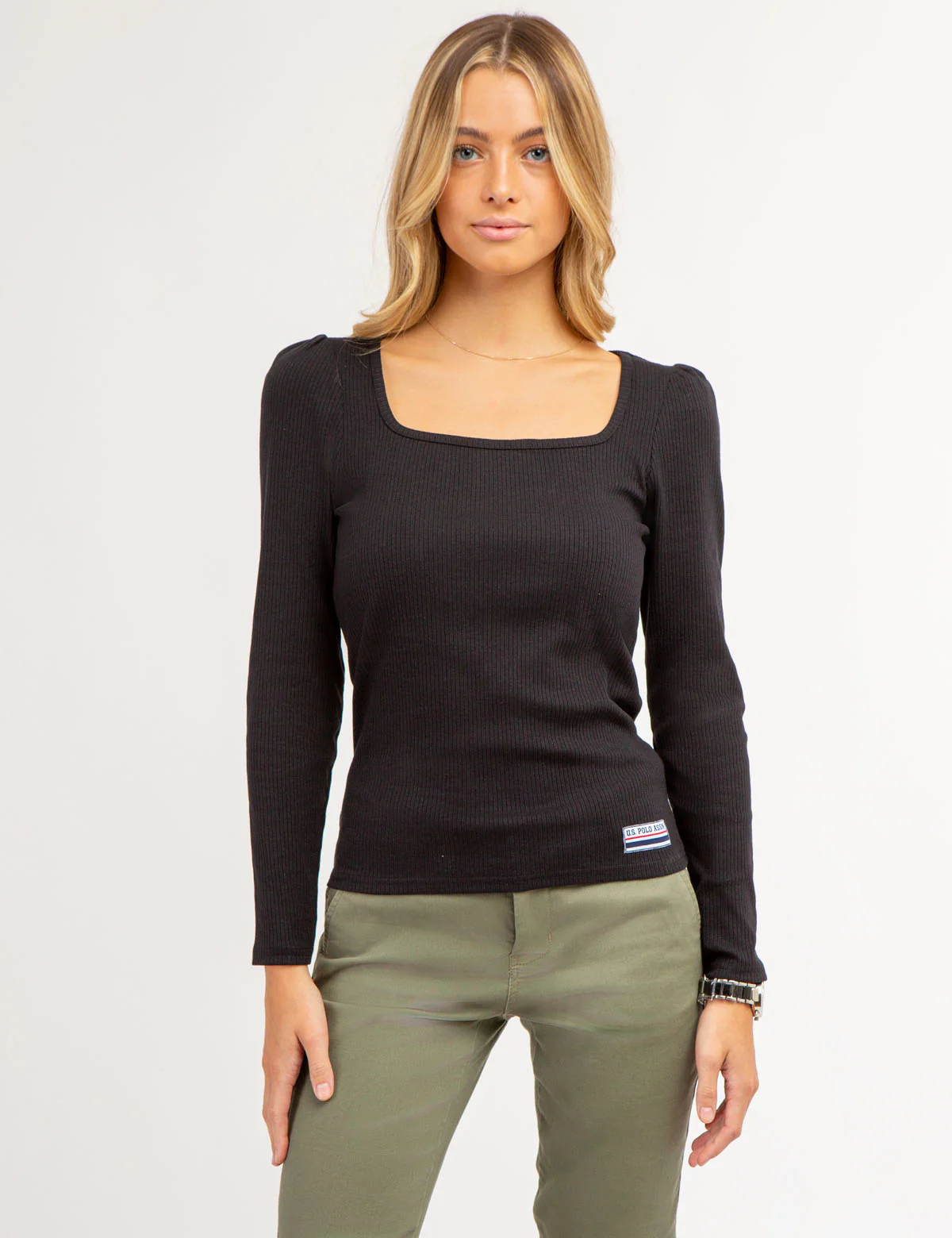 LONG SLEEVE SQUARE NECK RIBBED TOP - Image 12