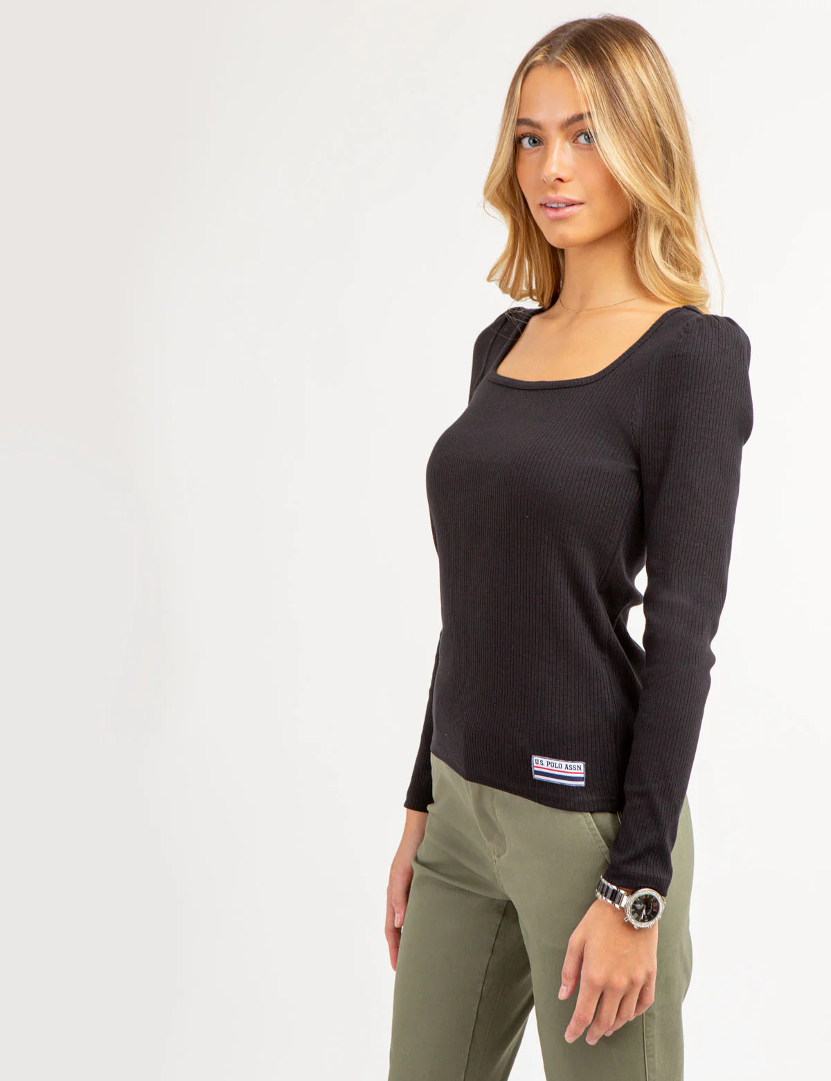 LONG SLEEVE SQUARE NECK RIBBED TOP - Image 14