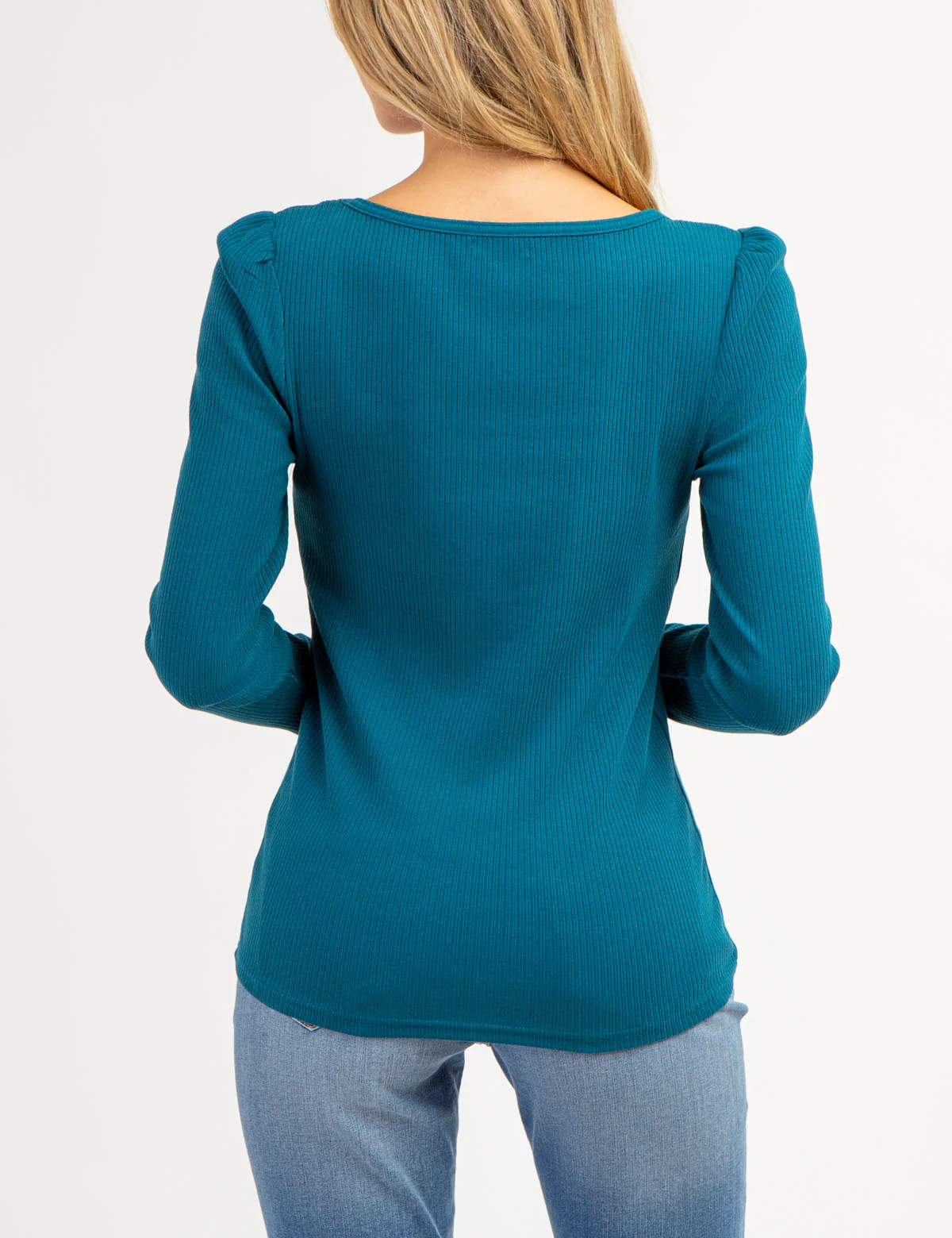 LONG SLEEVE SQUARE NECK RIBBED TOP - Image 22