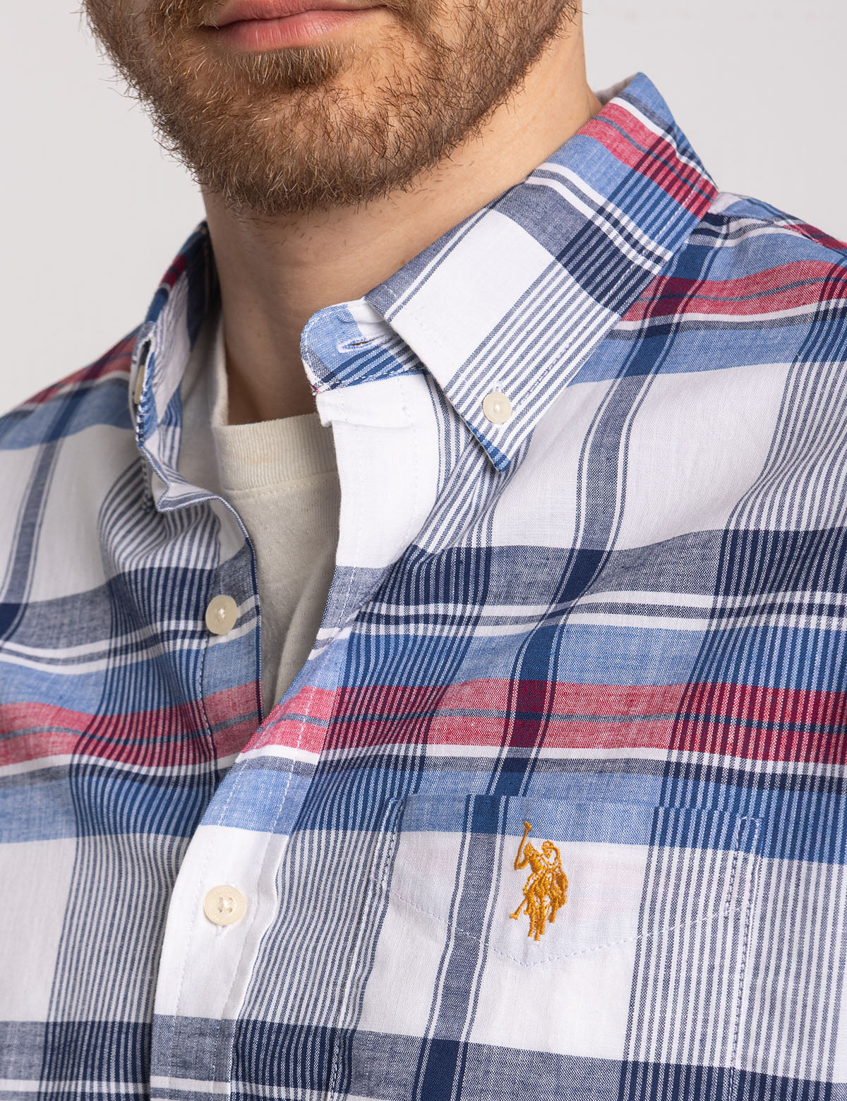 LONG SLEEVE STRETCH PLAID POPLIN SHIRT - Image 3
