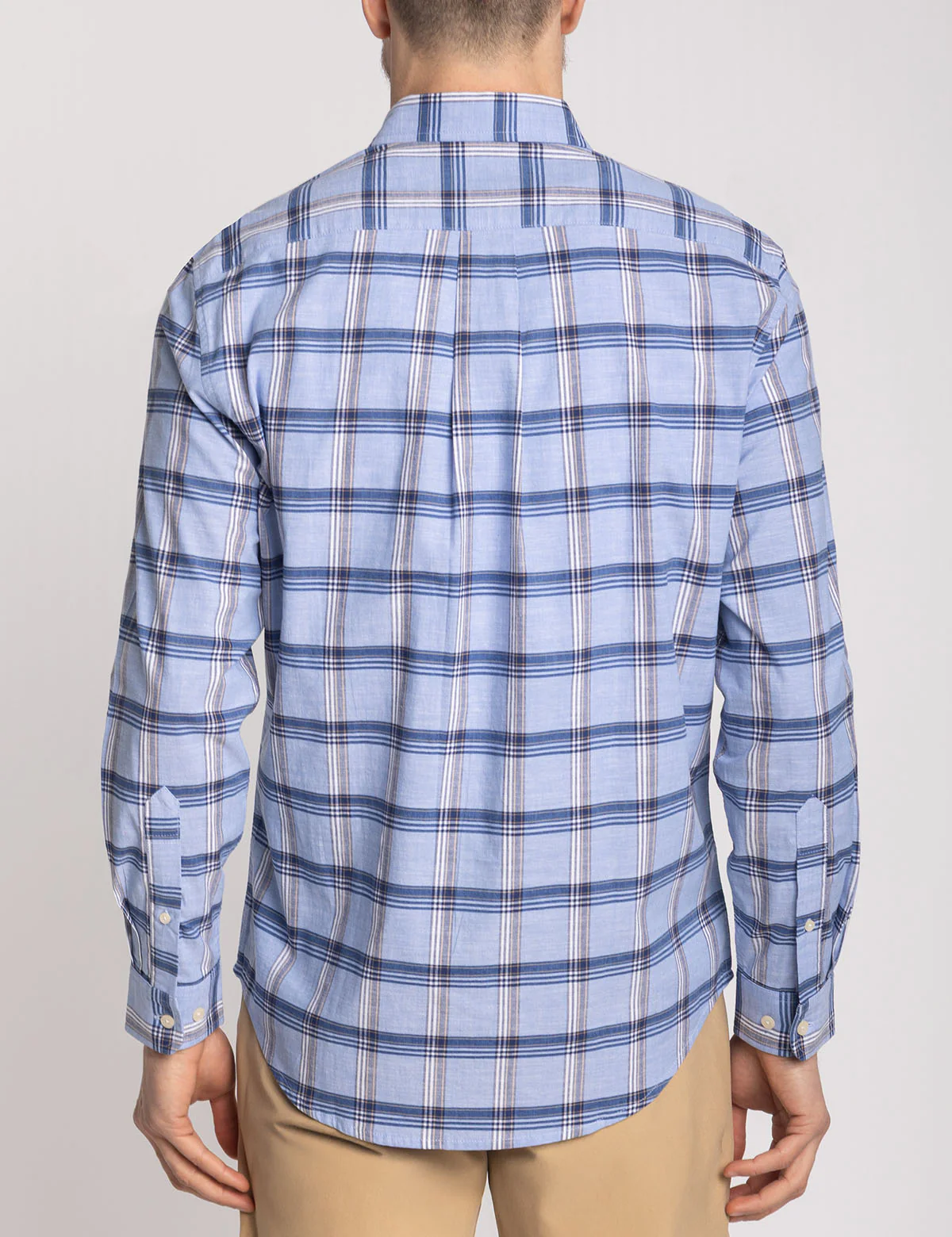 LONG SLEEVE STRETCH PLAID POPLIN SHIRT - Image 3