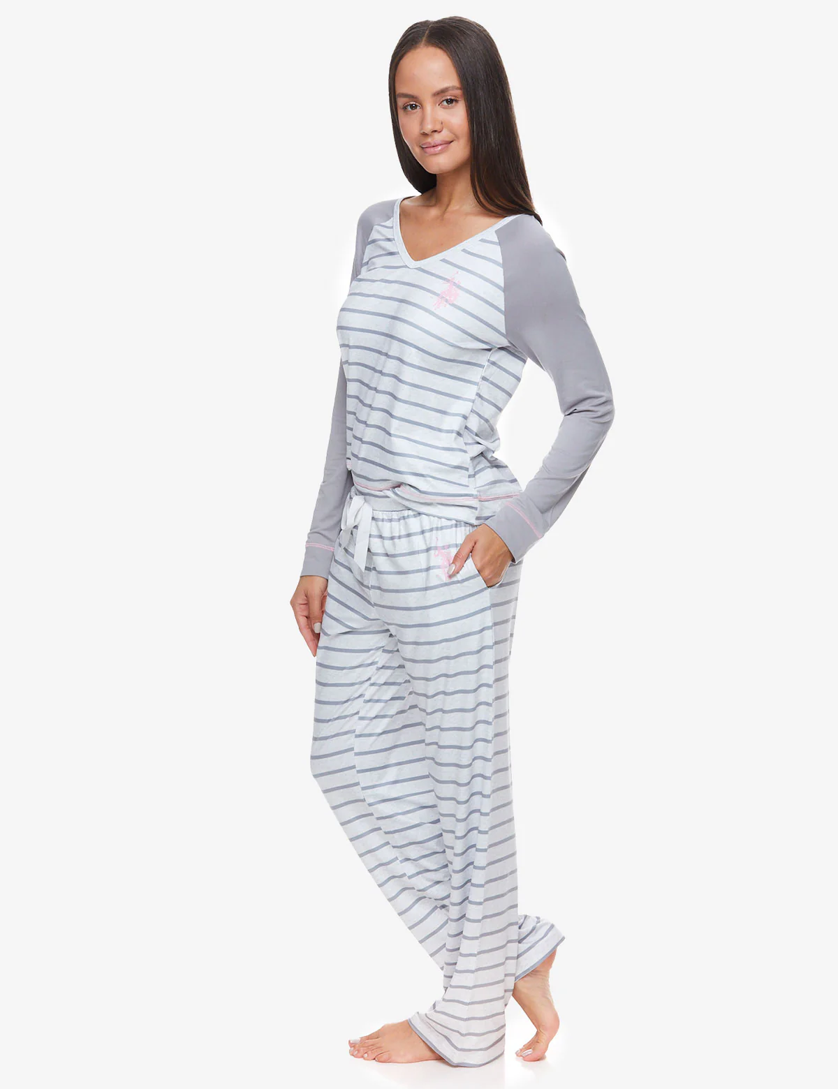 LONG SLEEVE STRIPED LOUNG SET - Image 4