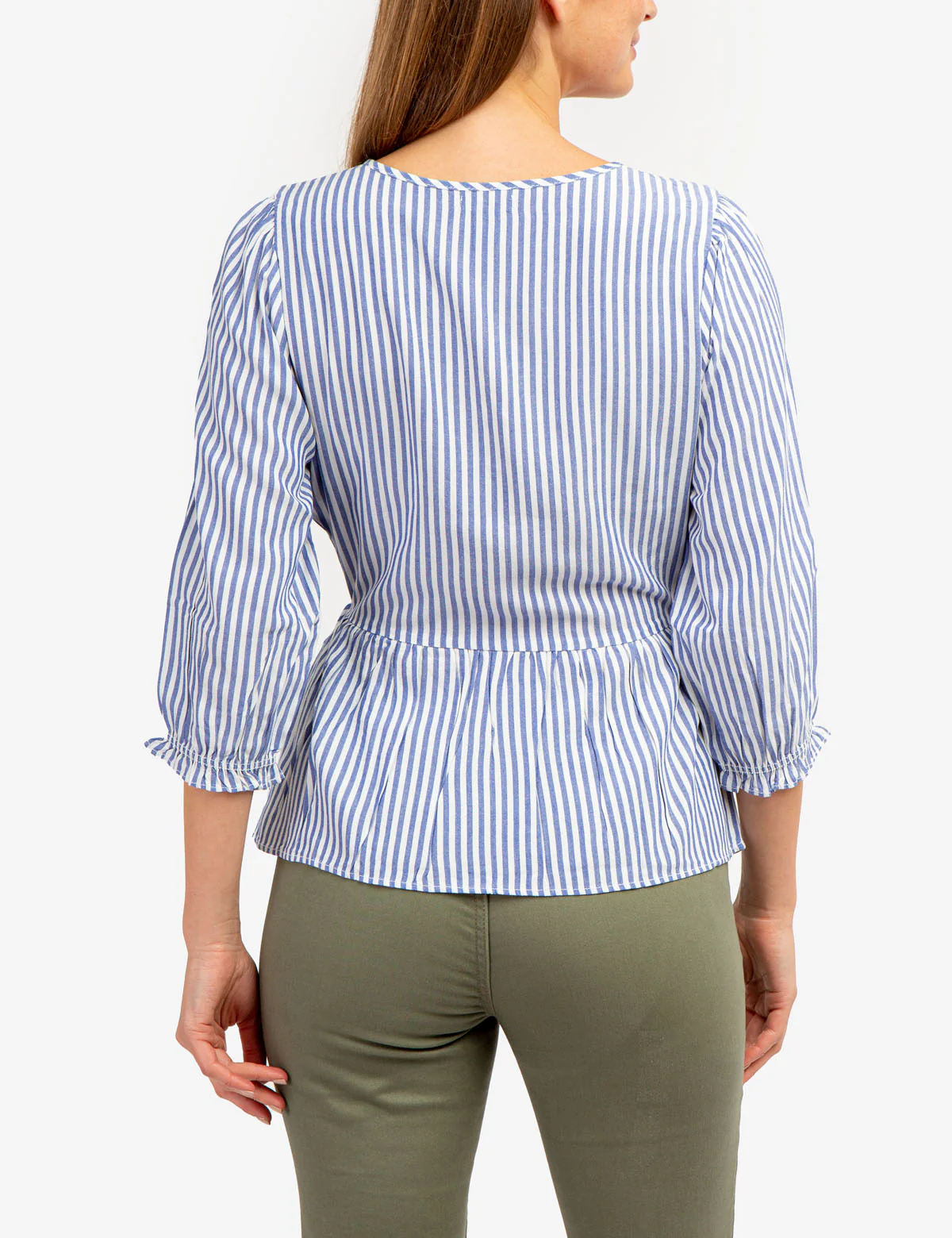 LONG SLEEVE STRIPED WRAP TOP - Image 3