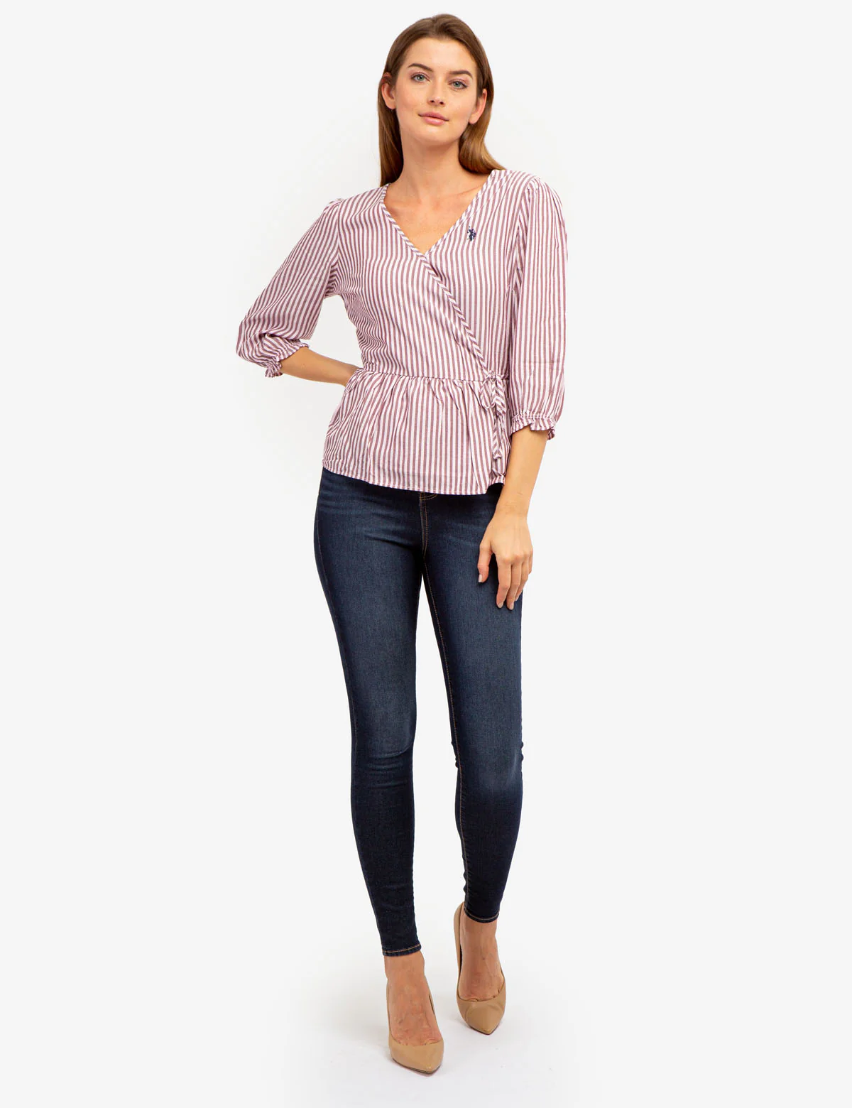 LONG SLEEVE STRIPED WRAP TOP - Image 5