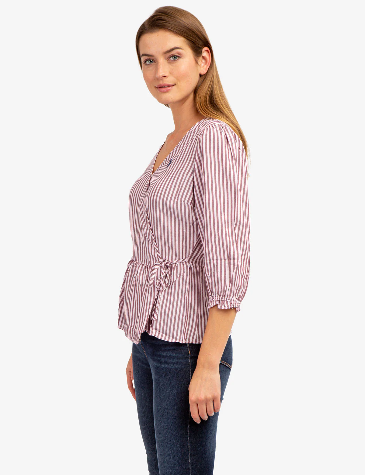 LONG SLEEVE STRIPED WRAP TOP - Image 6