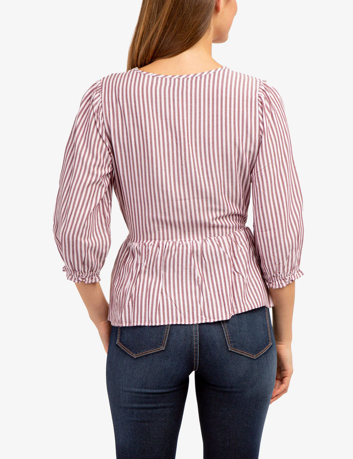 LONG SLEEVE STRIPED WRAP TOP - Image 7
