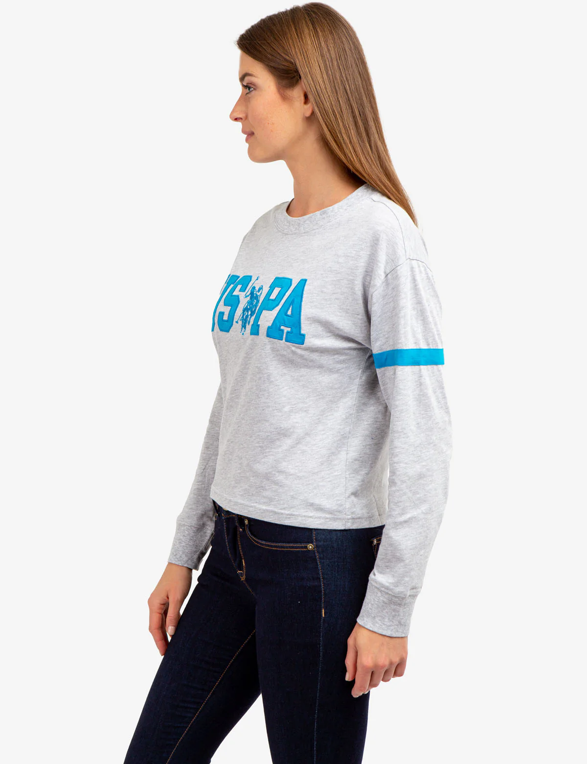 LONG SLEEVE USPA APPLIQUE CROPPED T-SHIRT - Image 3
