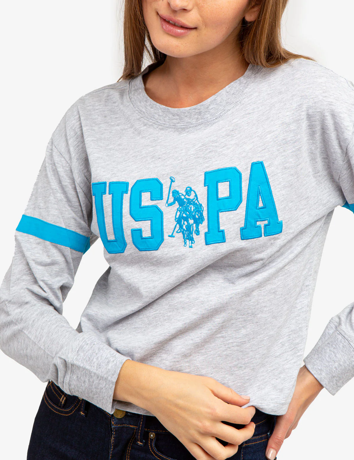 LONG SLEEVE USPA APPLIQUE CROPPED T-SHIRT - Image 5