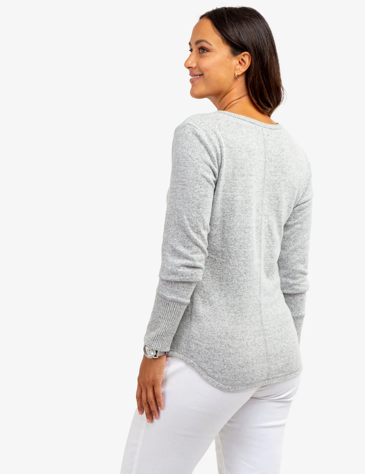 SOFT LONG SLEEVE V-NECK HACCI TOP - Image 10