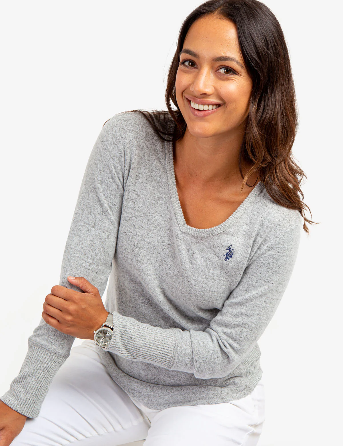 SOFT LONG SLEEVE V-NECK HACCI TOP - Image 8