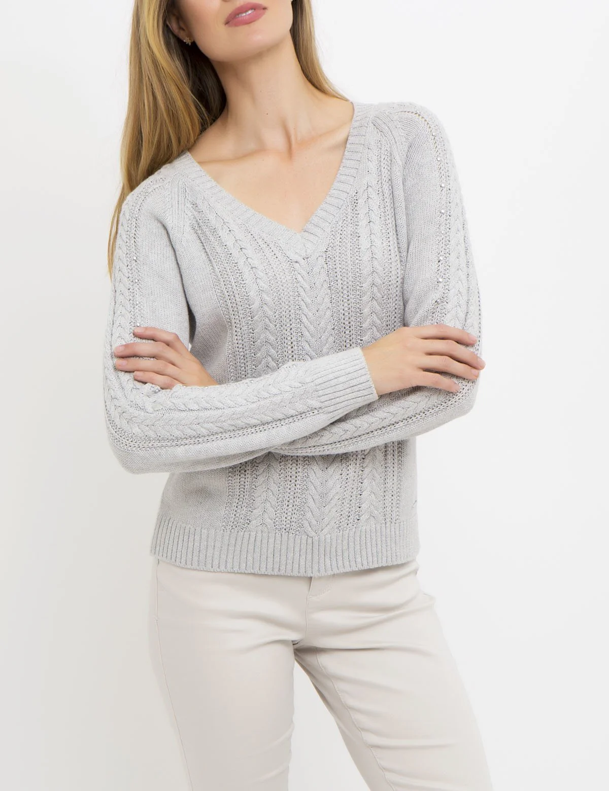 LUREX STUDS CABLE SWEATER - Image 2