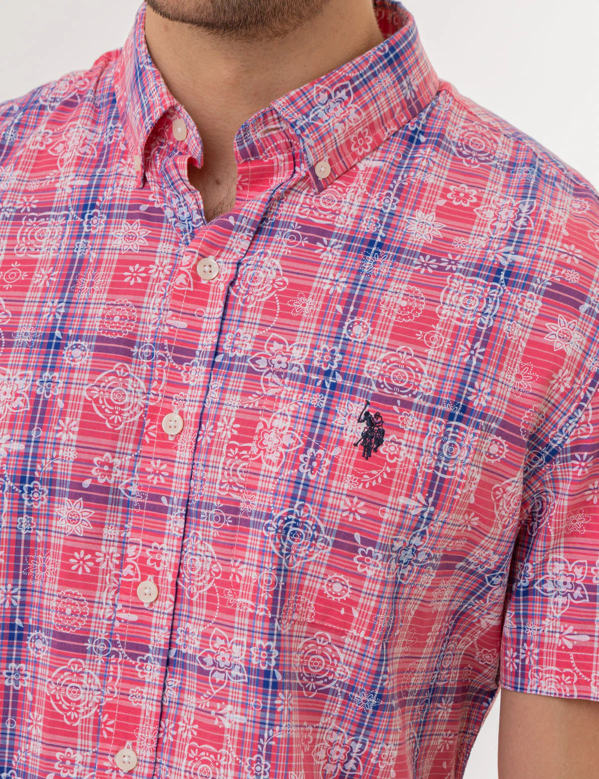 MADRAS FLORAL PLAID PRINT SHIRT WITH POCKET - Image 2