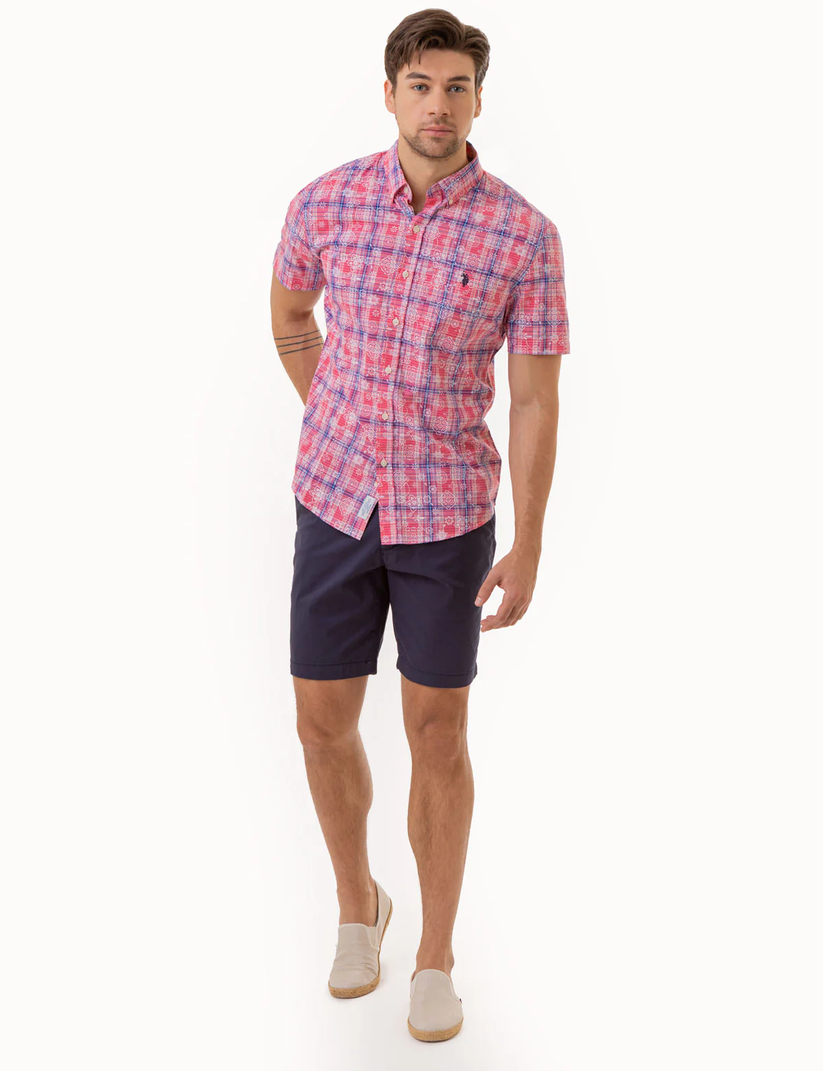 MADRAS FLORAL PLAID PRINT SHIRT WITH POCKET - Image 3