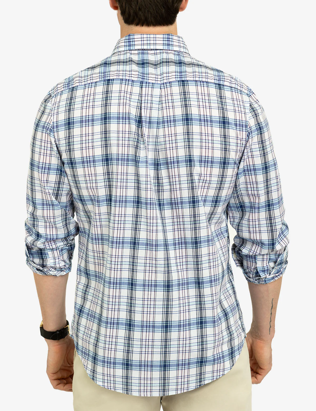 MADRAS PLAID PRINT LONG SLEEVE WOVEN SHIRT - Image 5