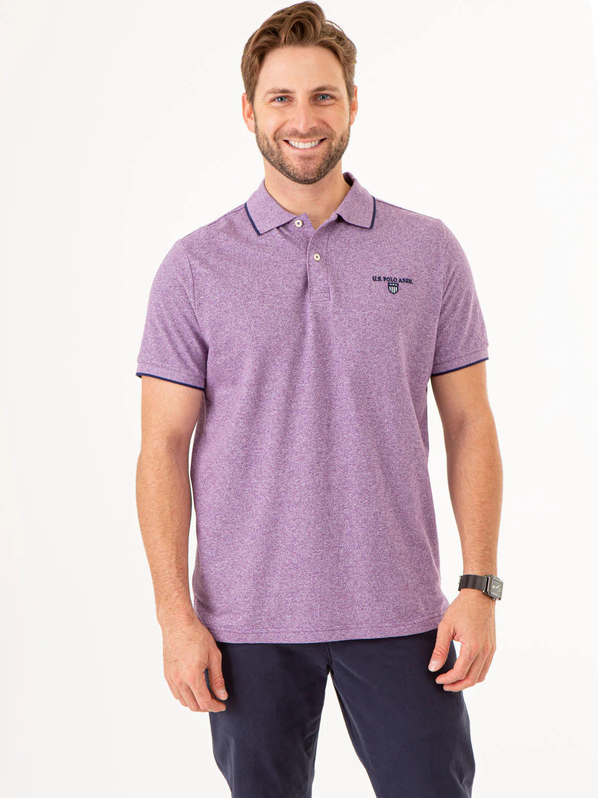 MARLED YARN POLO SHIRT WITH EMBROIDERED CREST - Image 10