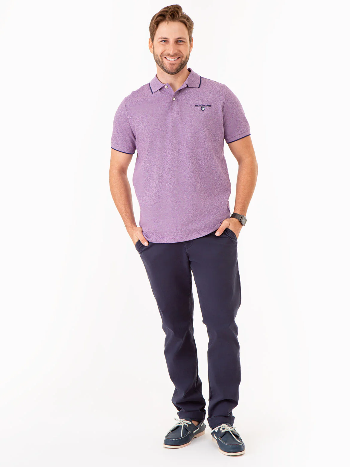MARLED YARN POLO SHIRT WITH EMBROIDERED CREST - Image 11