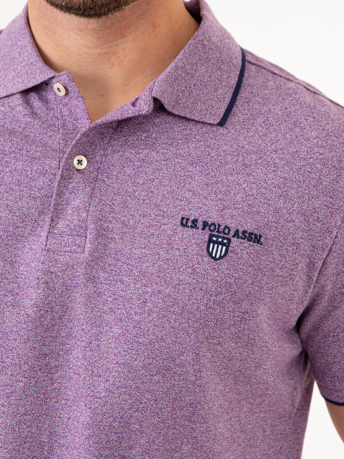 MARLED YARN POLO SHIRT WITH EMBROIDERED CREST - Image 12