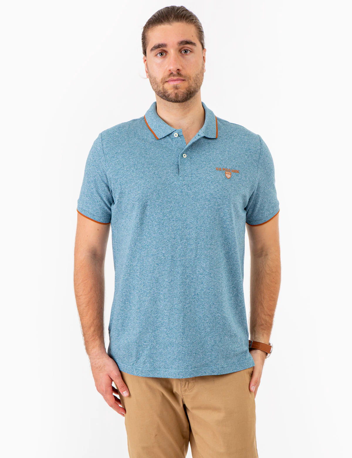 MARLED YARN POLO SHIRT WITH EMBROIDERED CREST - Image 14