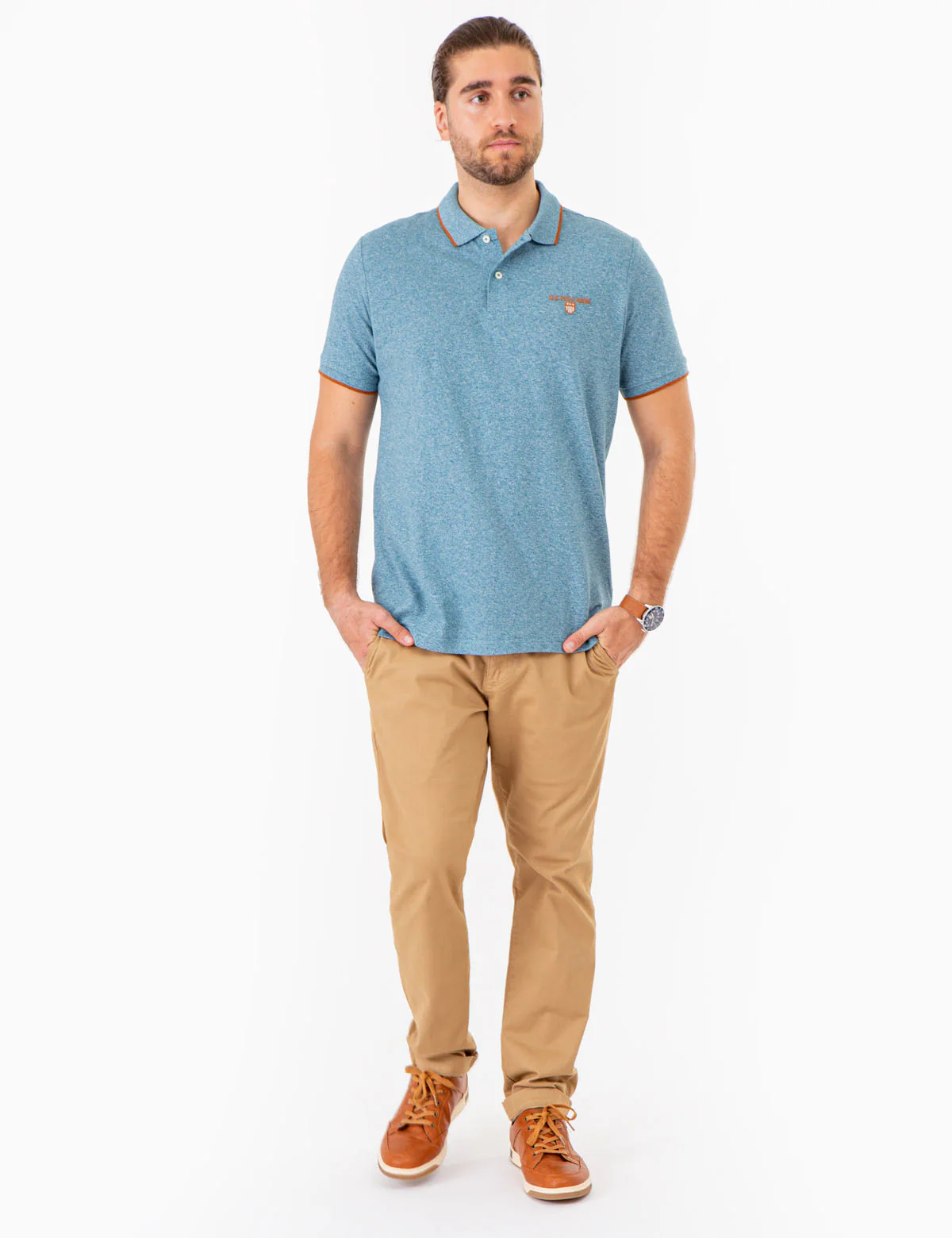 MARLED YARN POLO SHIRT WITH EMBROIDERED CREST - Image 16