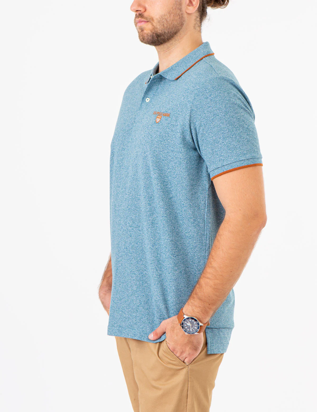 MARLED YARN POLO SHIRT WITH EMBROIDERED CREST - Image 17