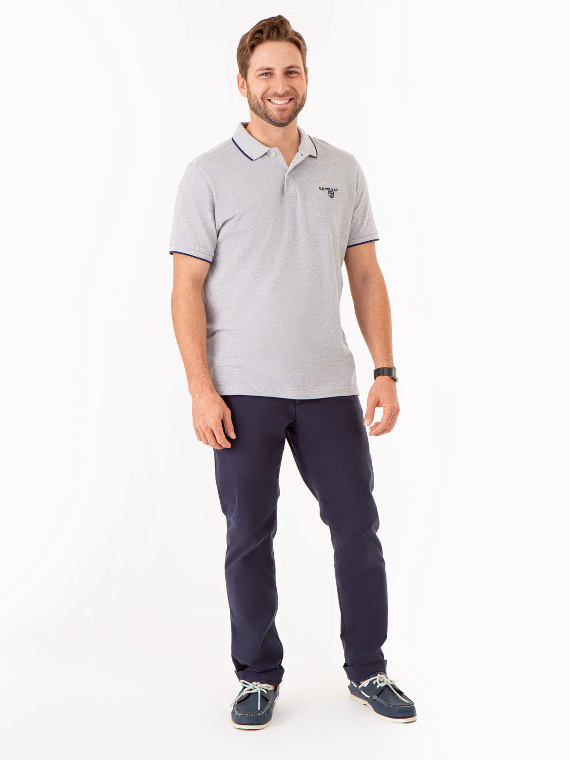 MARLED YARN POLO SHIRT WITH EMBROIDERED CREST - Image 2