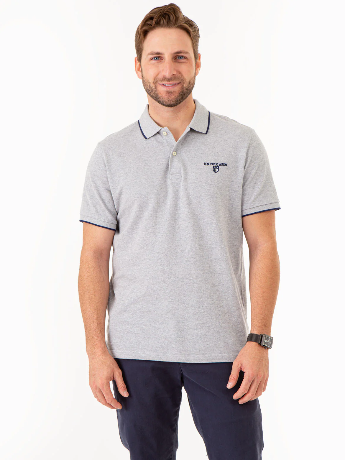 MARLED YARN POLO SHIRT WITH EMBROIDERED CREST - Image 4