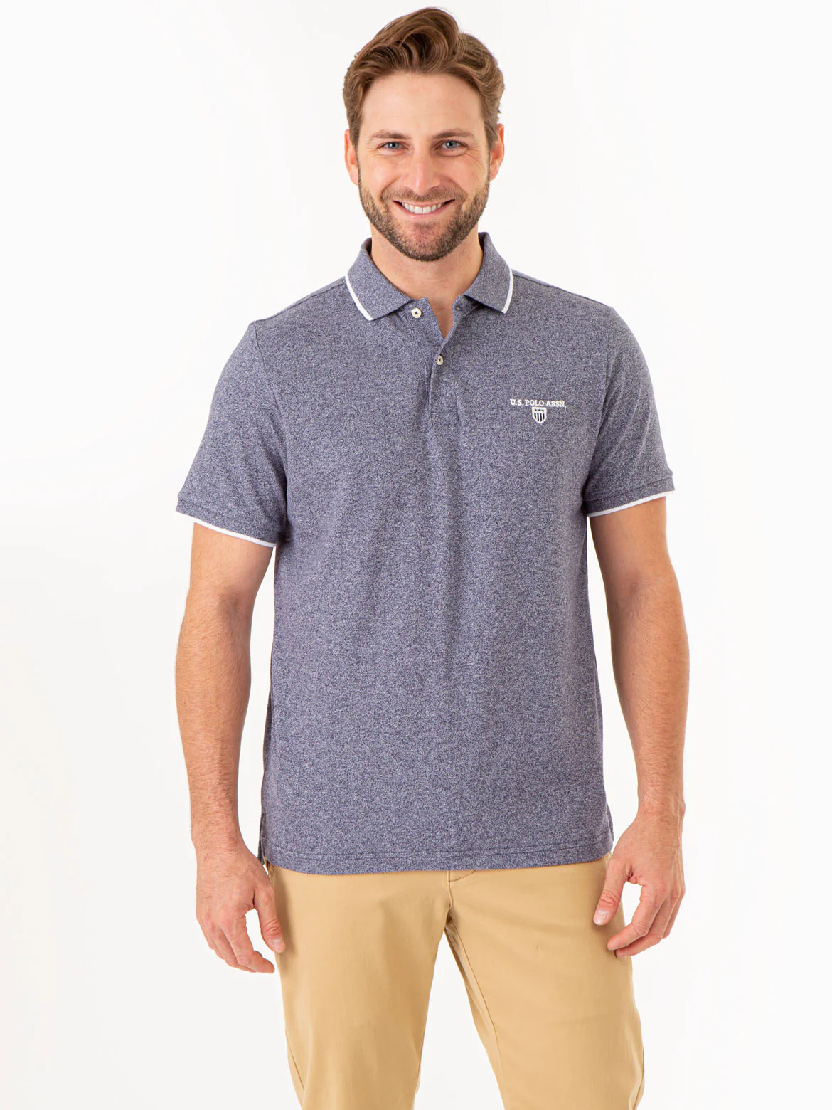 MARLED YARN POLO SHIRT WITH EMBROIDERED CREST - Image 6