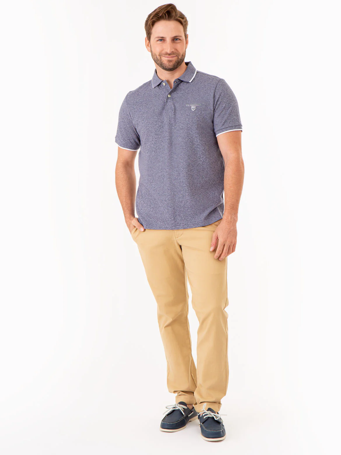 MARLED YARN POLO SHIRT WITH EMBROIDERED CREST - Image 7