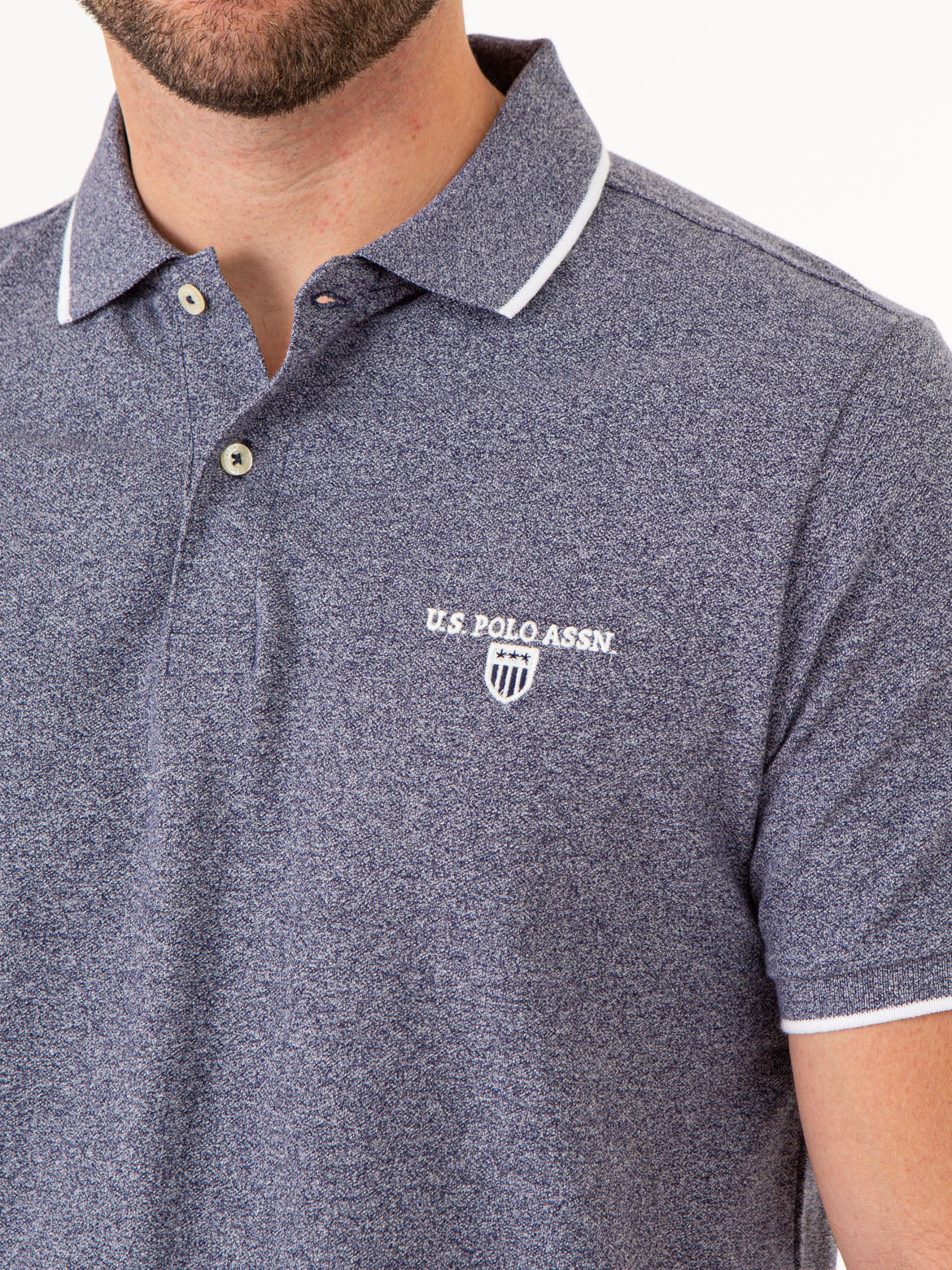 MARLED YARN POLO SHIRT WITH EMBROIDERED CREST - Image 8