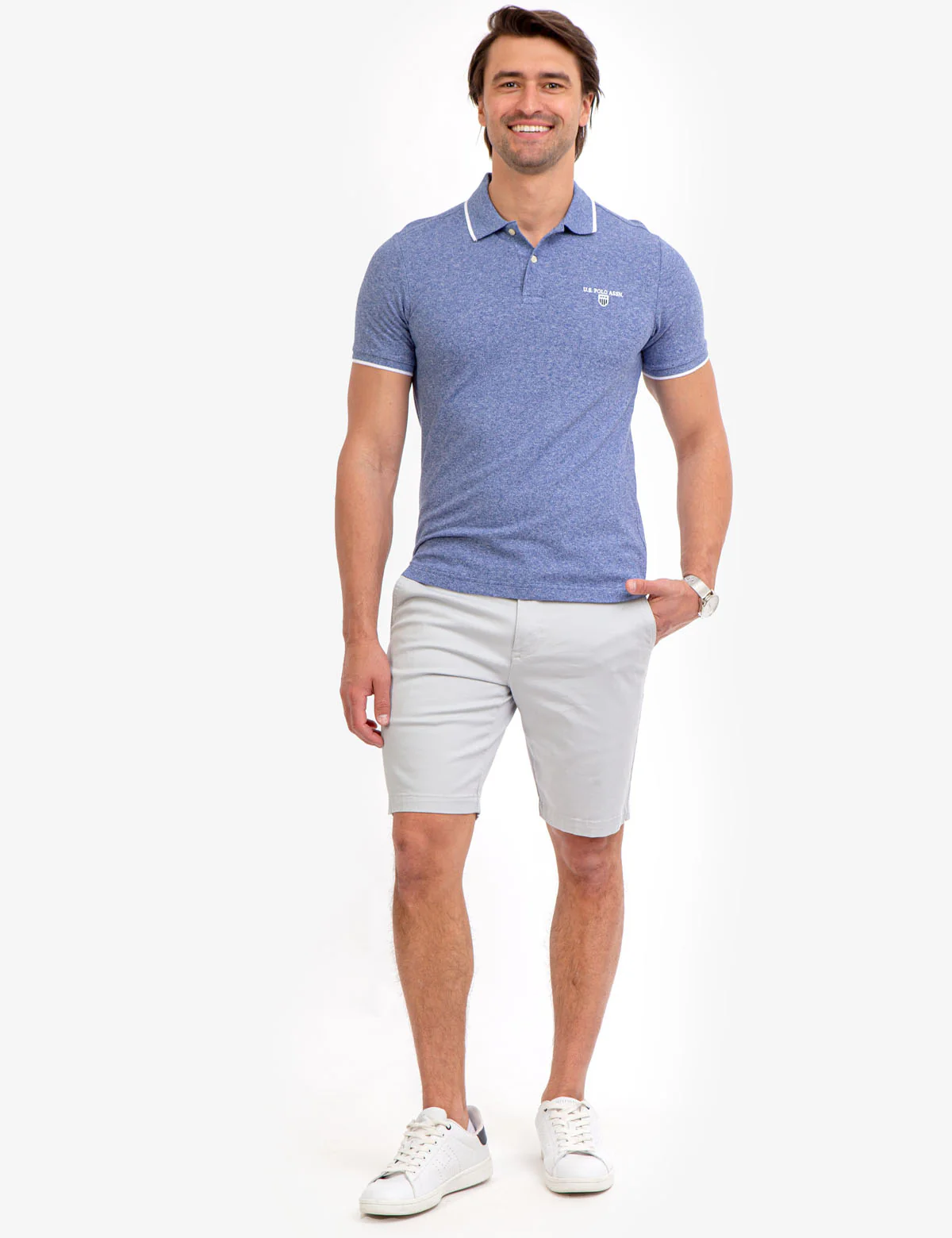 MARLED YARN POLO SHIRT WITH EMBROIDERED CREST - Image 10