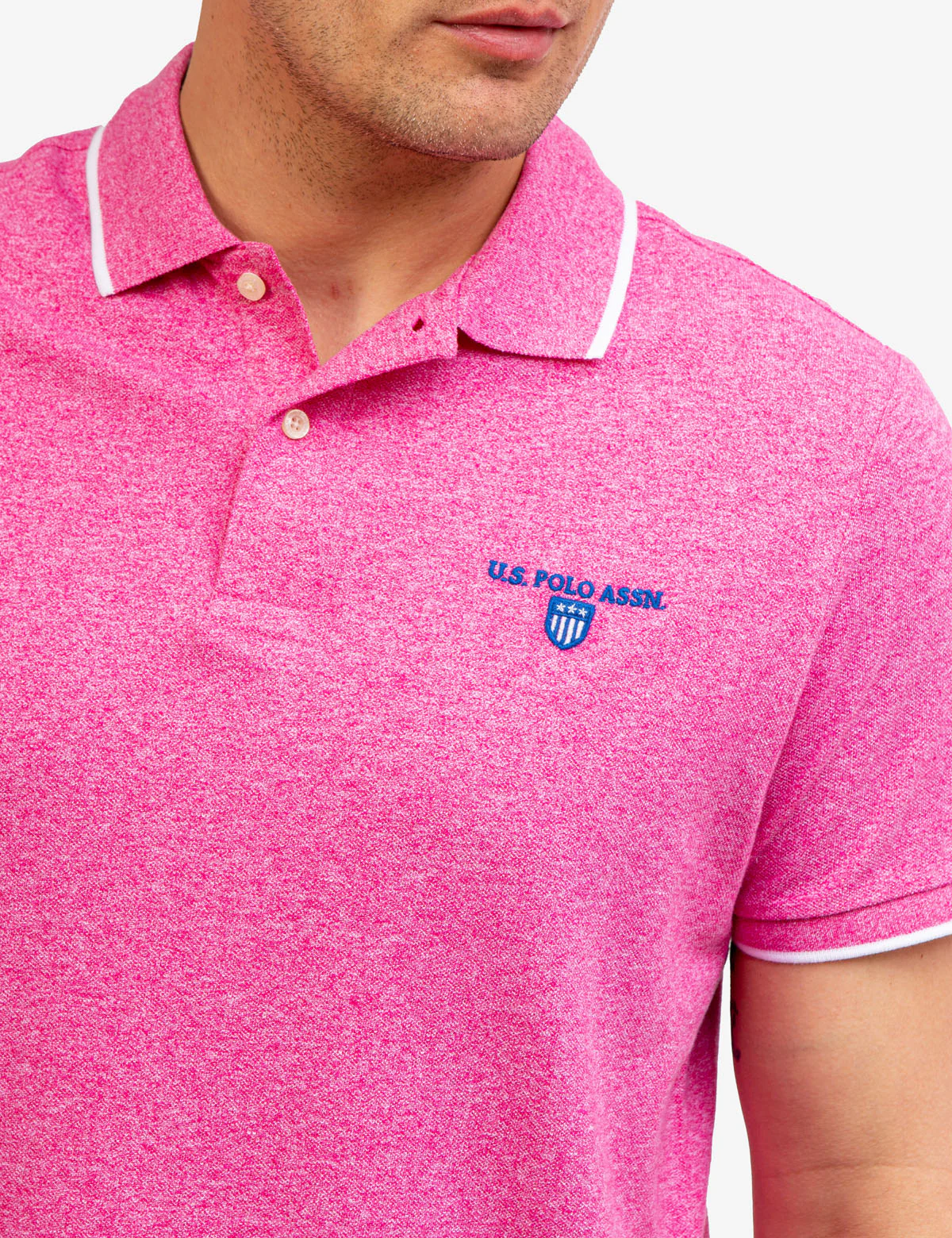 MARLED YARN POLO SHIRT WITH EMBROIDERED CREST - Image 9
