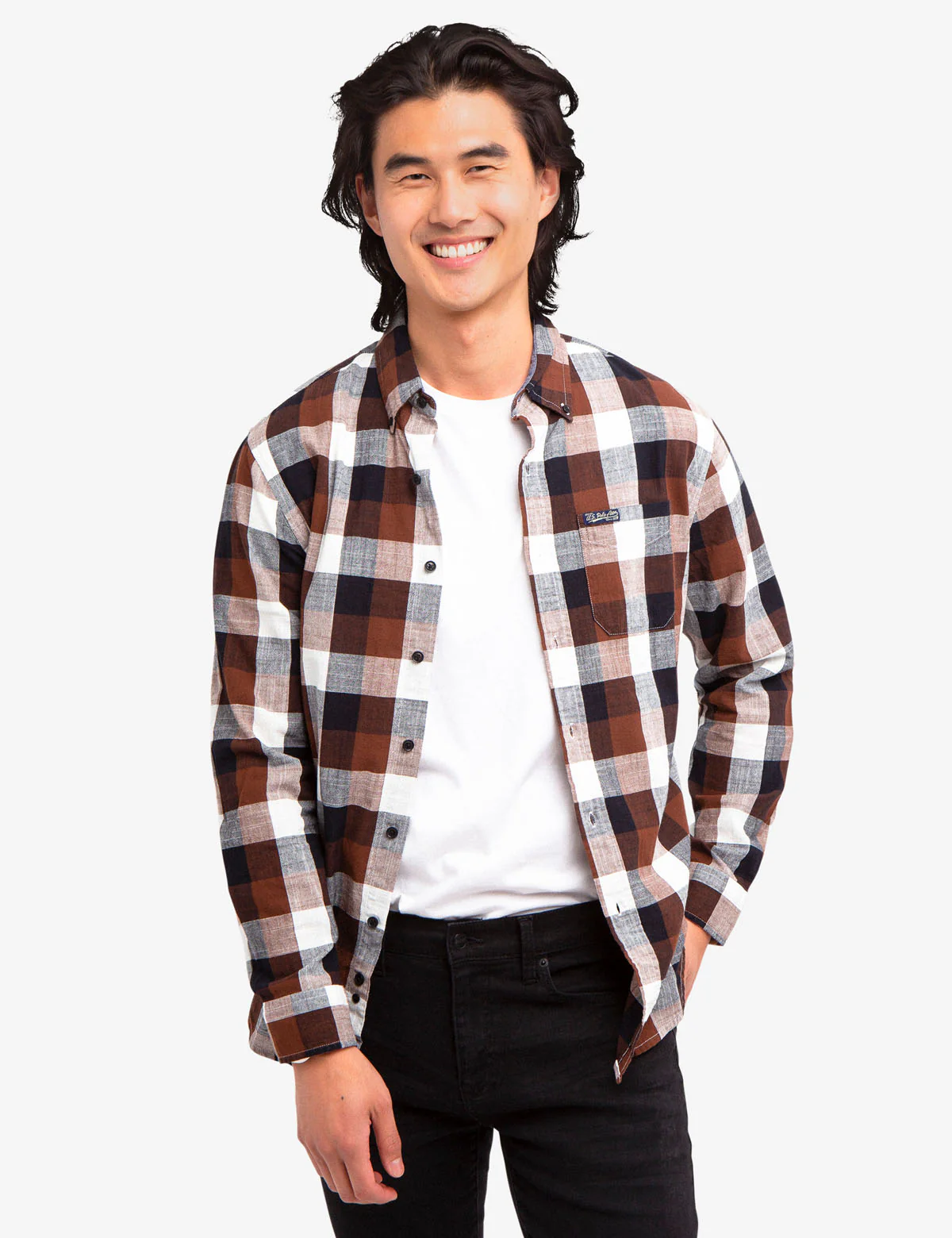 SLUB POPLIN PLAID SHIRT