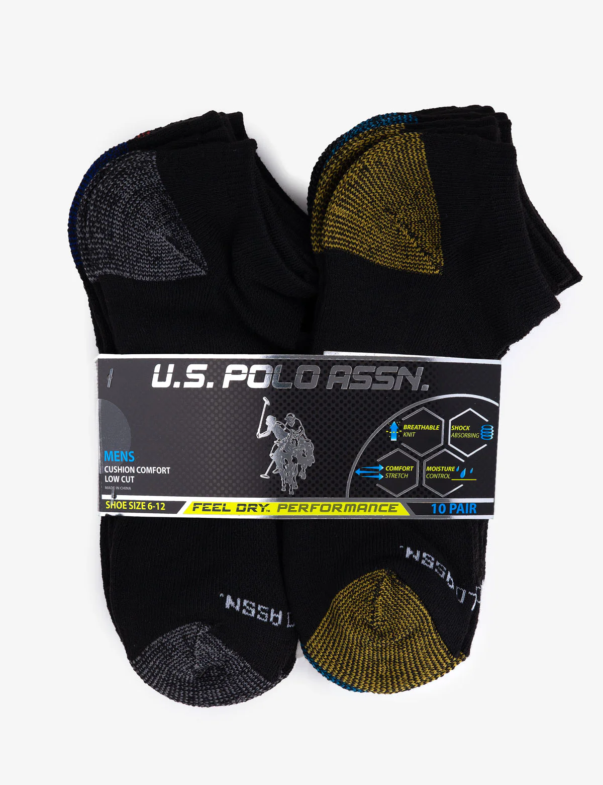 MENS 10 PACK PERFORMANCE LOW CUT SOCKS - Image 3