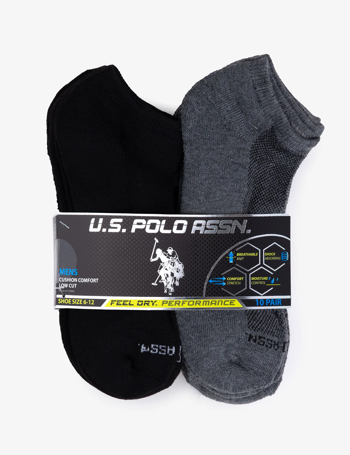 MENS 10 PACK PERFORMANCE LOW CUT SOCKS - Image 3