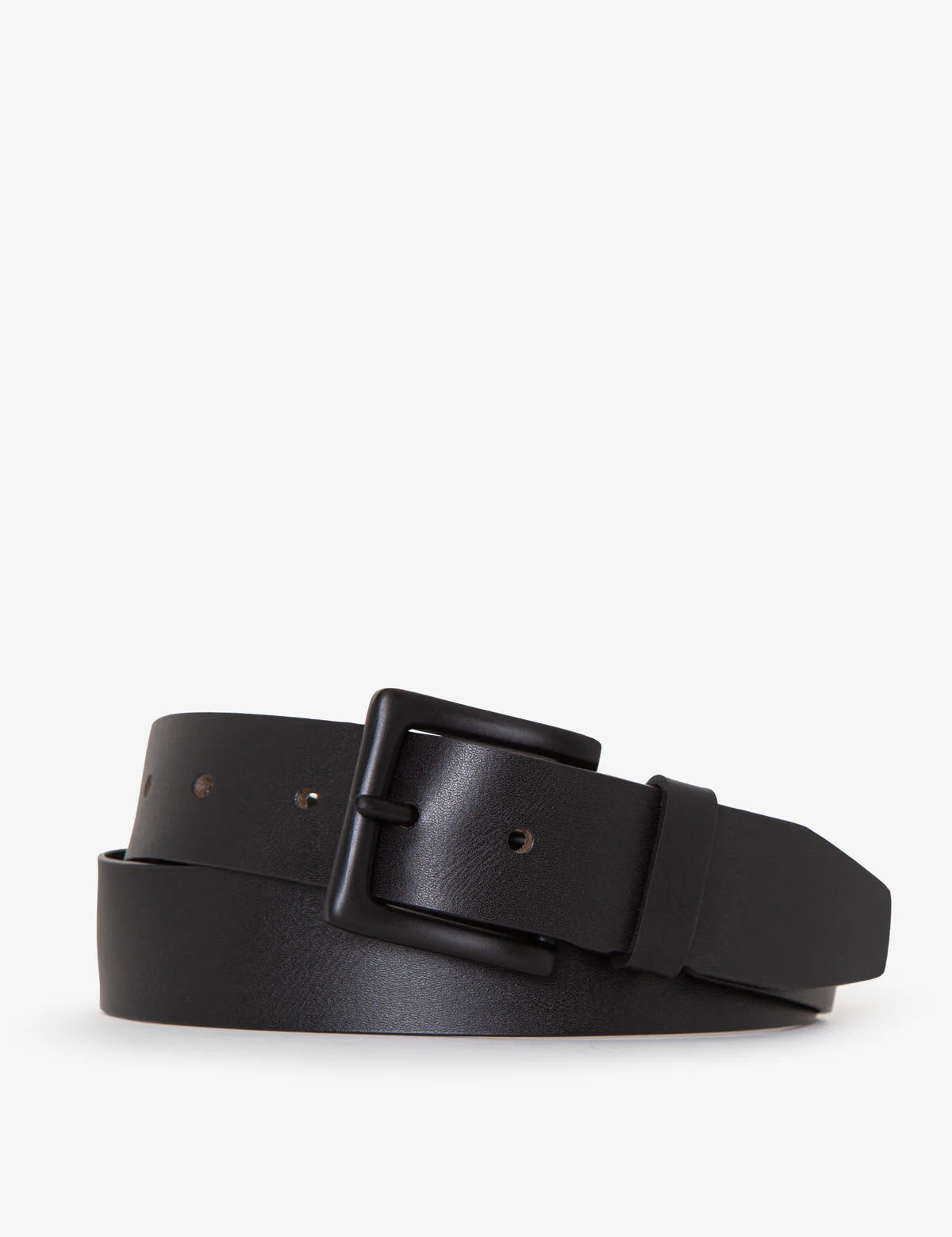 MENS 38MM BLACK MATTE BUCKLE LEATHER BELT
