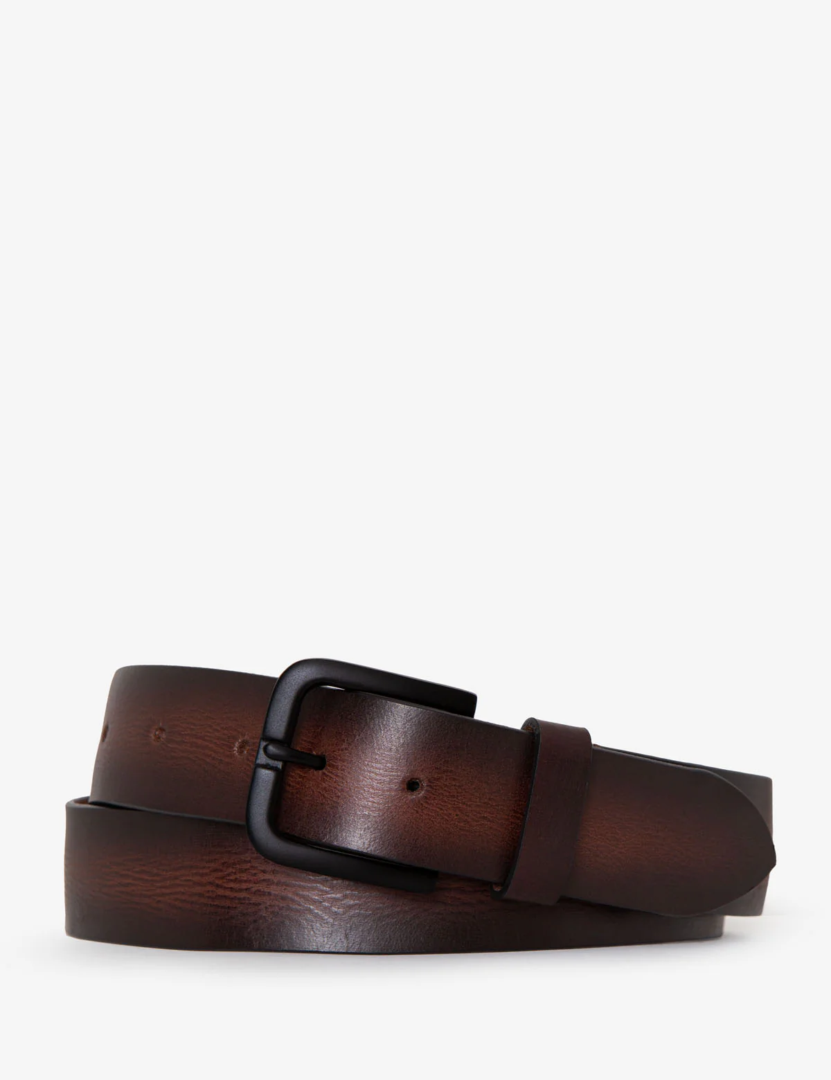 MENS 38MM BURNISHED EDGE LEATHER BELT