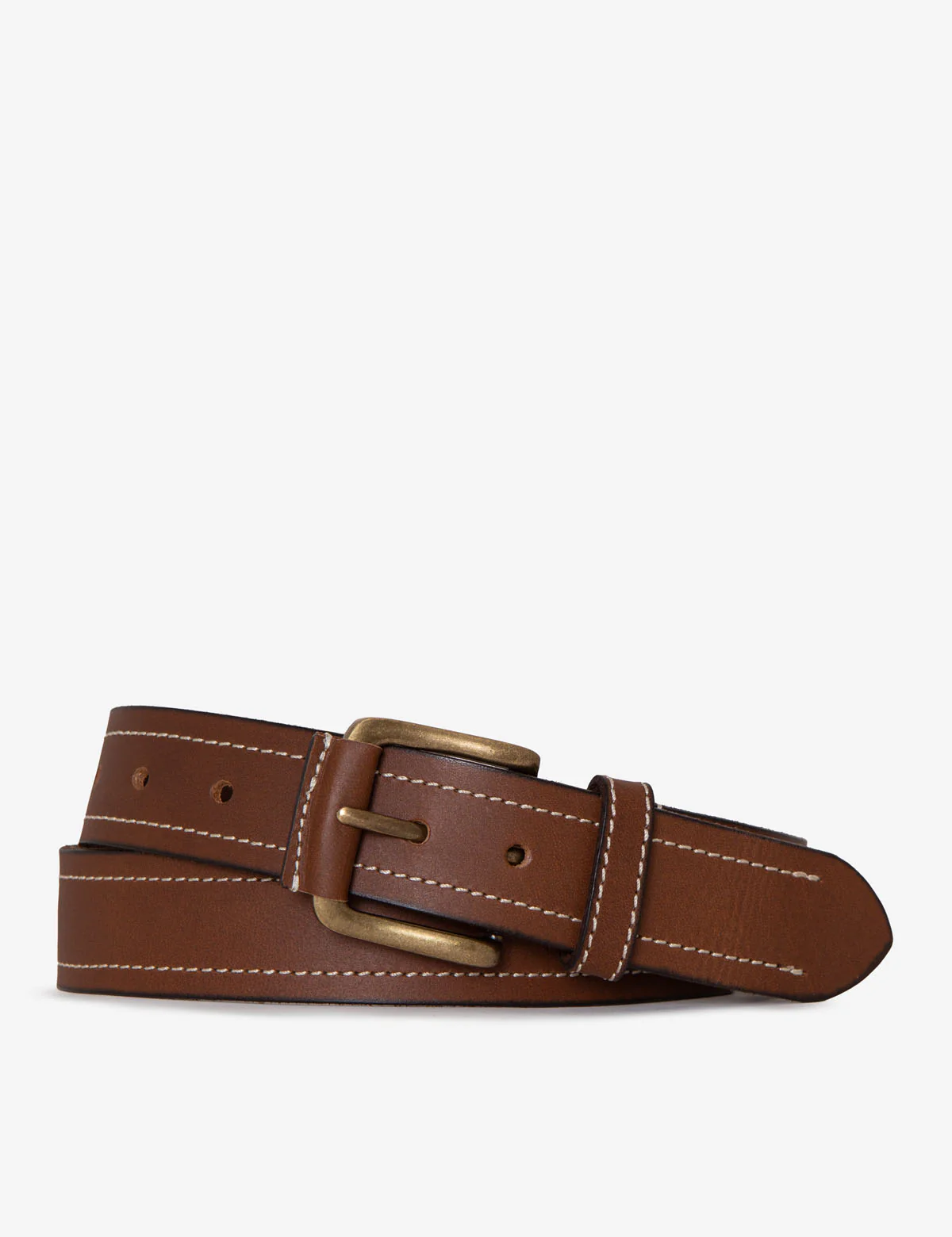 MENS 38MM CONTRAST STITCH LEATHER BELT