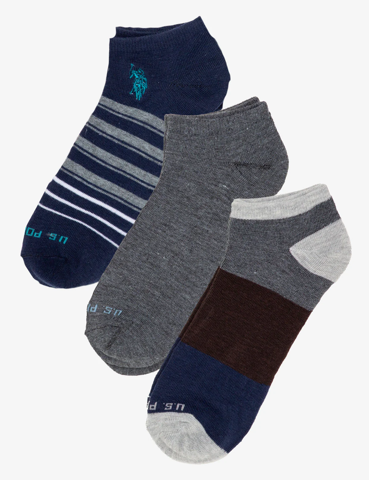 MENS 3PK ASSORTED STRIPED LOW CUT SOCKS
