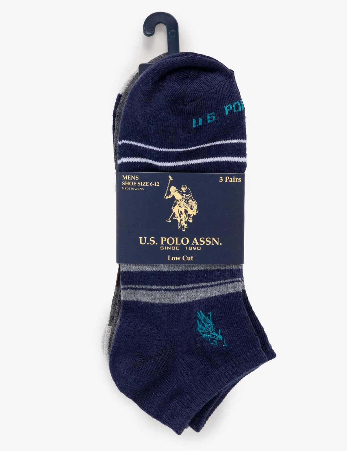 MENS 3PK ASSORTED STRIPED LOW CUT SOCKS - Image 2
