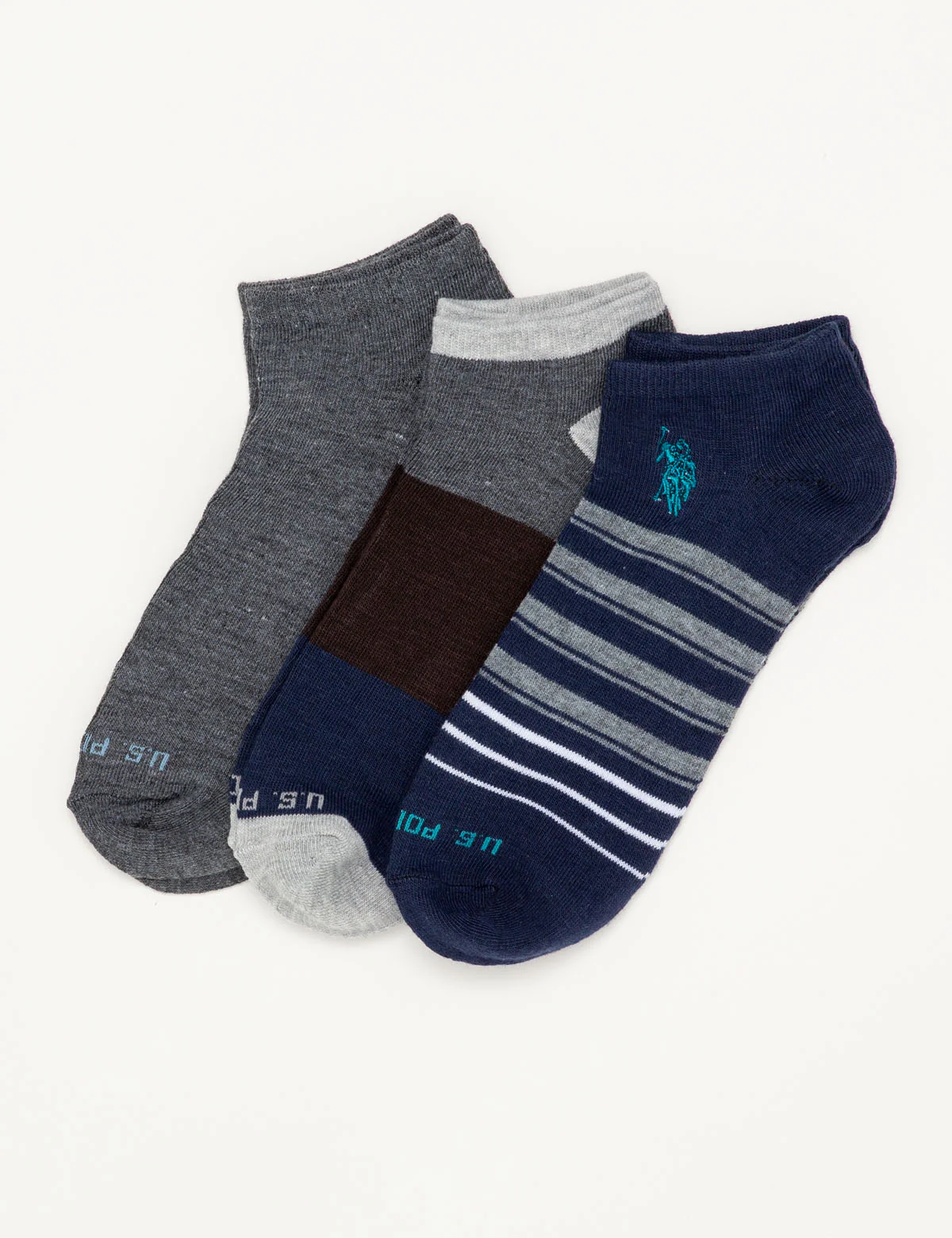 MENS 3PK ASSORTED STRIPED LOW CUT SOCKS - Image 3