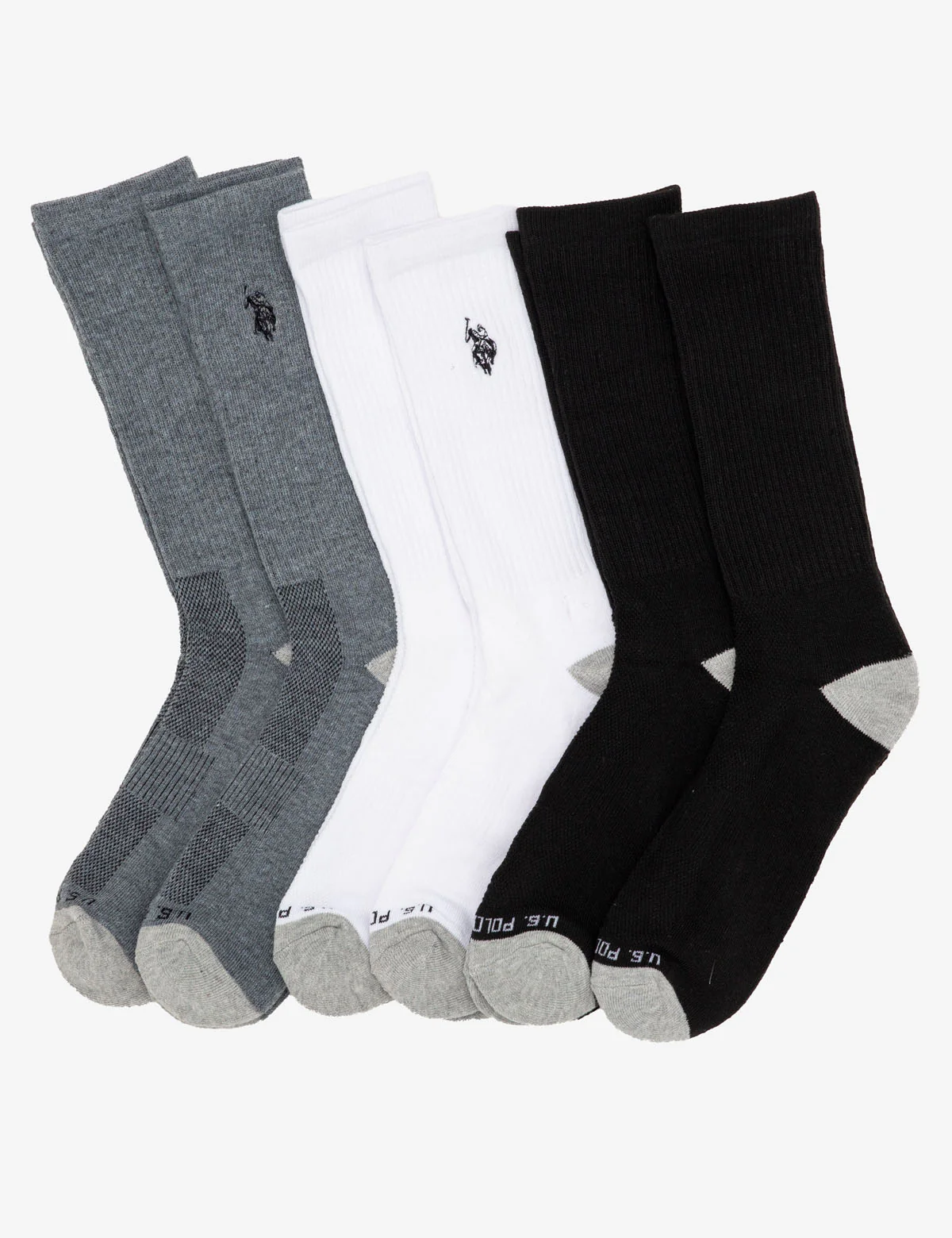MENS 6PK ASSORTED SOLID CREW SOCKS