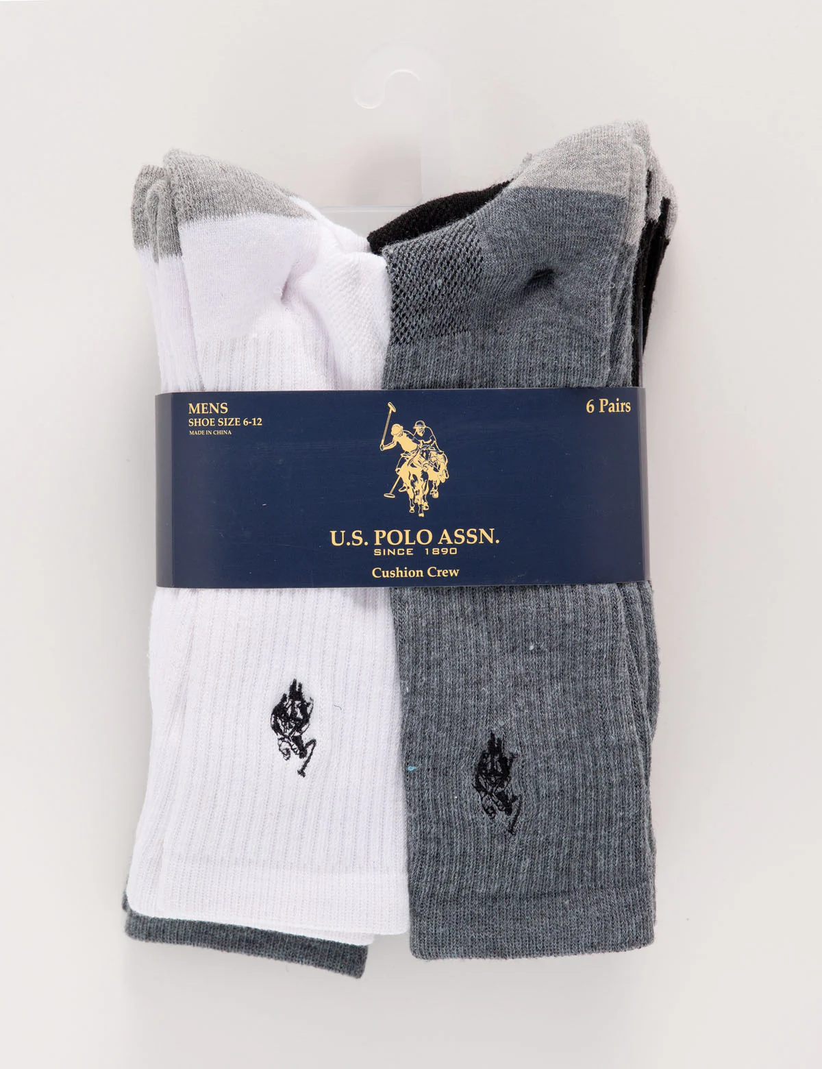 MENS 6PK ASSORTED SOLID CREW SOCKS - Image 2