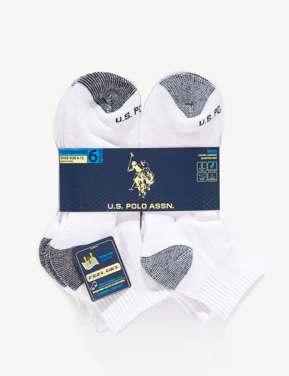 MENS 6PK QUARTER CREW SOCKS - Image 2