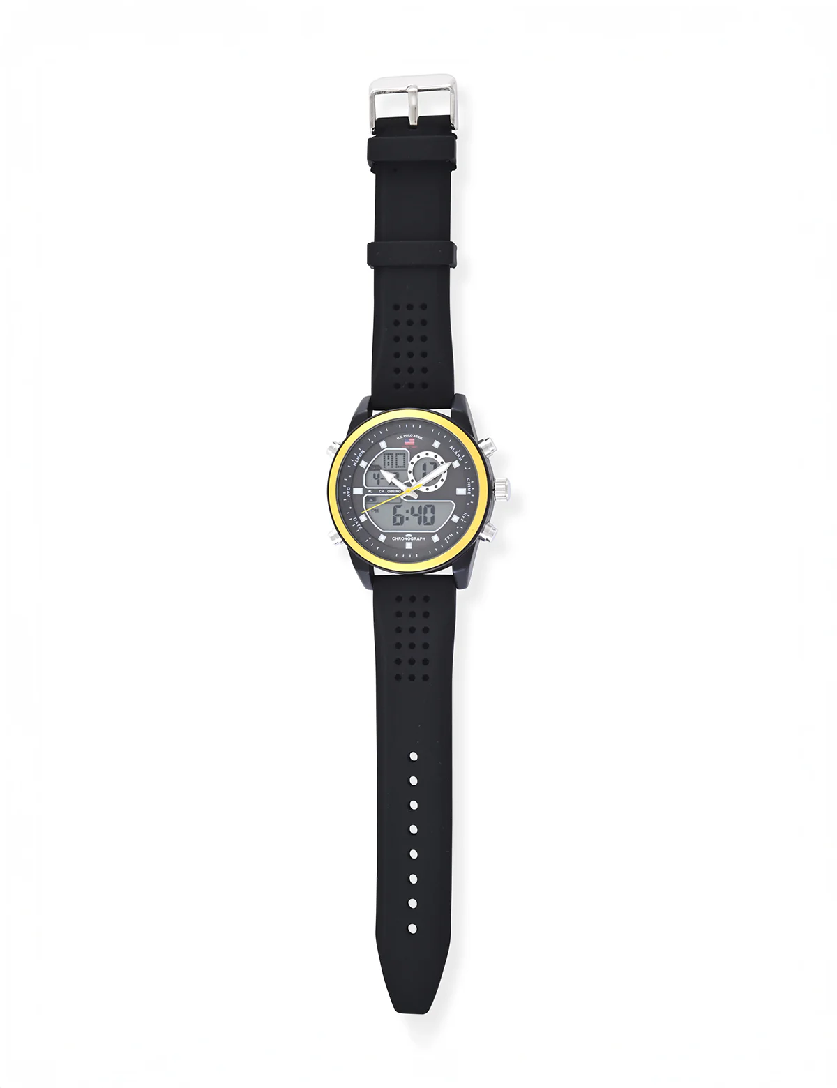 MENS BLACK ANADIGI WATCH W YELLOW ACCENT - Image 3