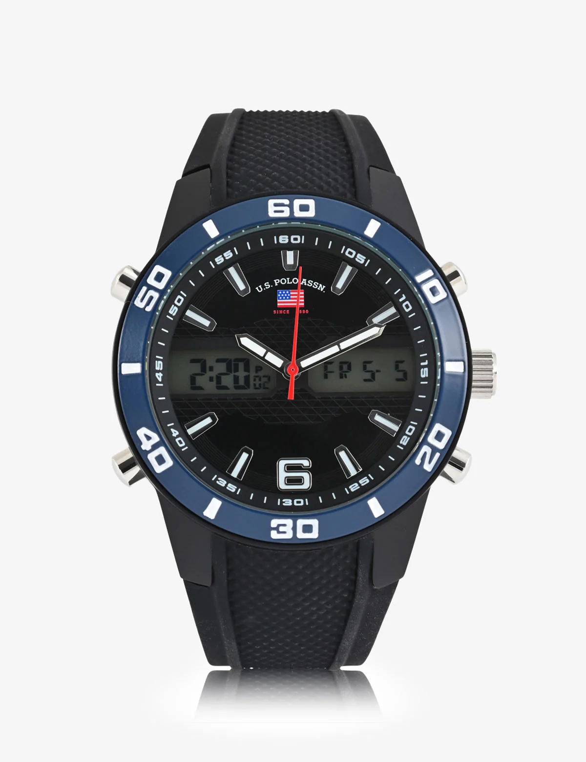 MEN'S BLACK AND BLUE RUBBER STRAP ANA DIGI WATCH - Image 4