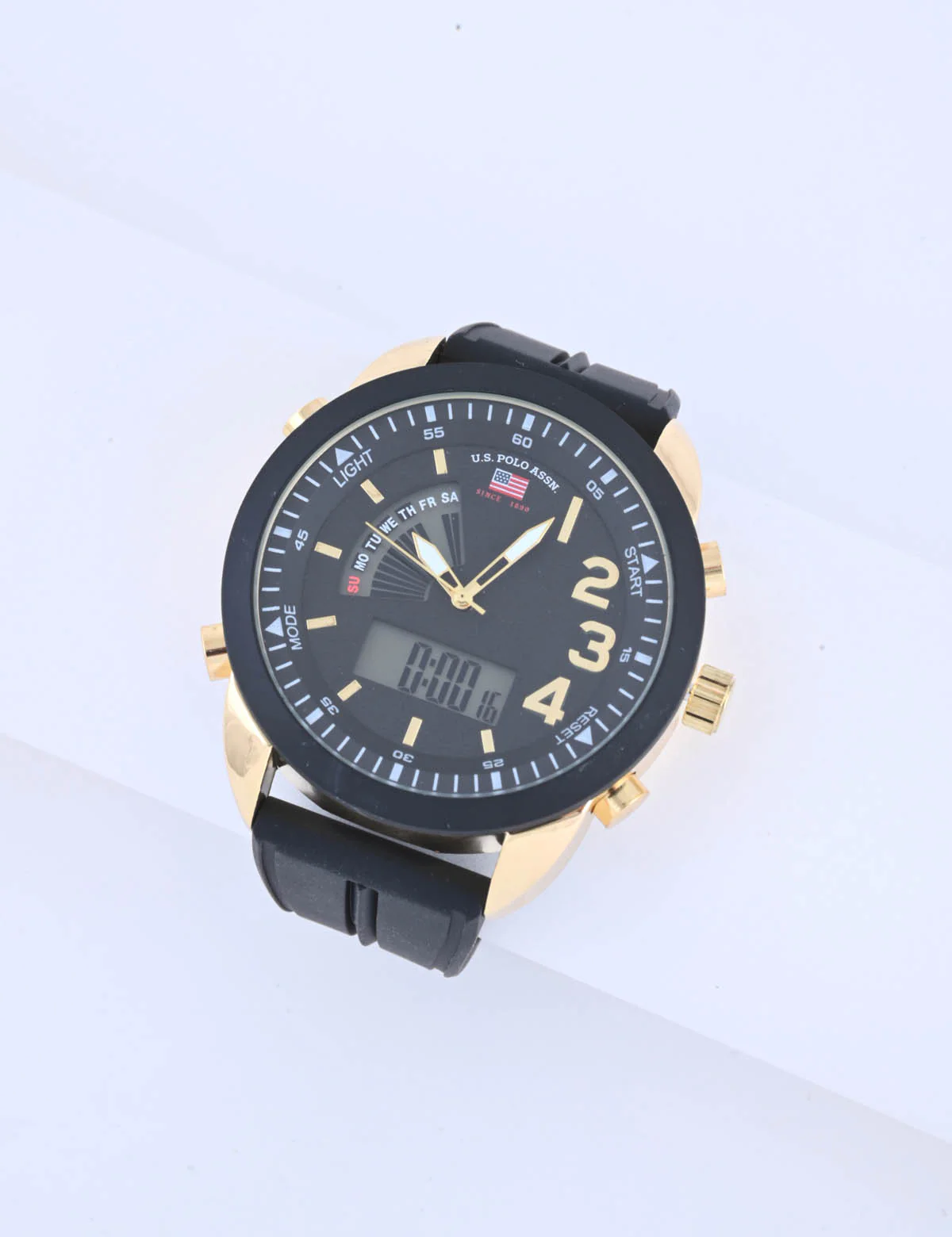 MEN'S BLACK AND GOLD ANA DIGI SPORTS WATCH