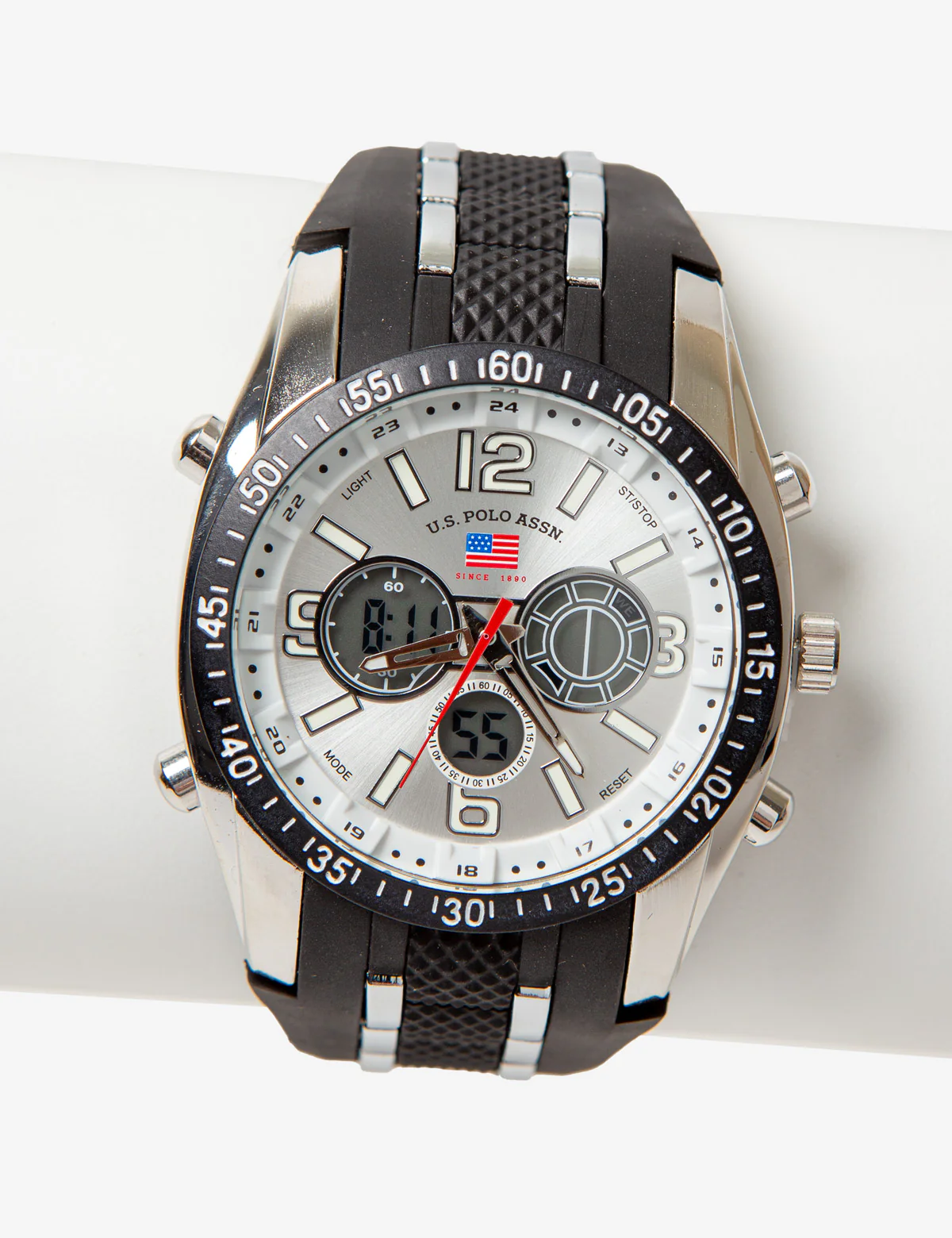 MEN'S BLACK AND SILVER ANA DIGI WATCH