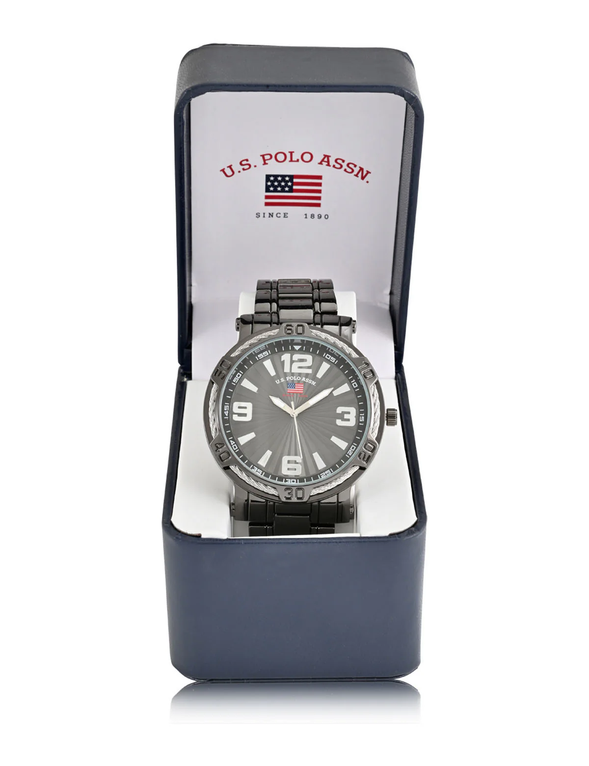 MEN'S BLACK BRACELET WATCH W ROPE BEZEL DETAIL - Image 2
